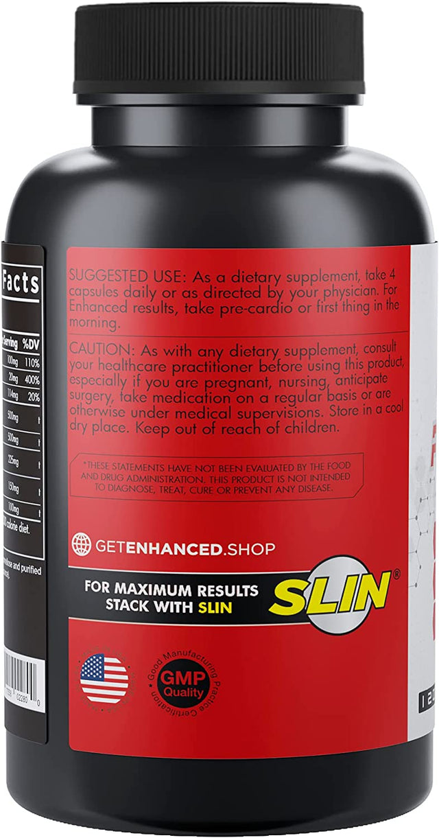 Enhanced Labs Code Red - Pure Fat Burner Supplement for Weight Loss and Fat Reduction - No Added Caffeine and Additives - Formula to Quicken Metabolism and Appetite Suppression - 120 Capsules