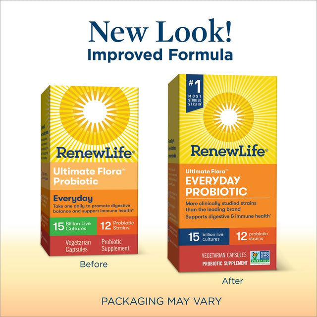 Renew Life Ultimate Flora Adult Everyday Probiotic, Unisex, 15 Billion CFU, 60 Capsules