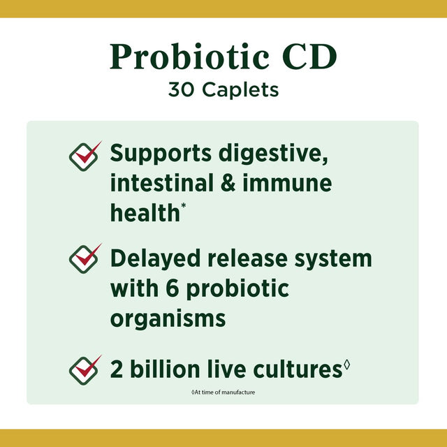Nature'S Bounty Probiotic CD, Delayed Release Caplets, 30 Ct