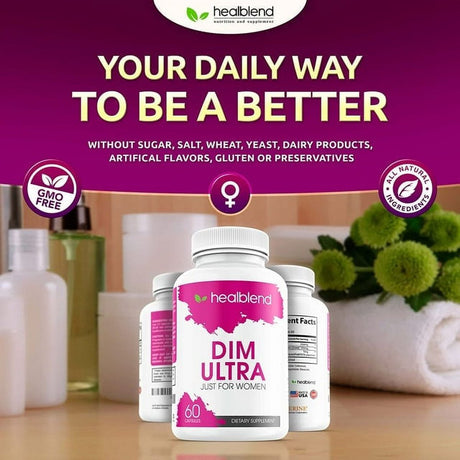 Healblend Ultra DIM Supplement for Women, 350Mg with Bioperine - Estrogen Blocker, Hormone Balance, Menopause Support - 60 Capsules 2-Pack