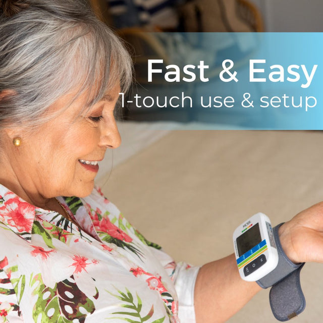 MOBI Health Wrist Blood Pressure Monitor, BP Monitor Irregular Heart Beat Detection Cuff Automatic with Large Display Screen Support Charging Supply for Home Use