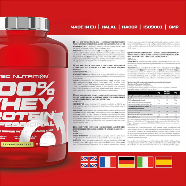 Scitec Nutrition 100% Whey Professional 2350G Banana Protein Supplement