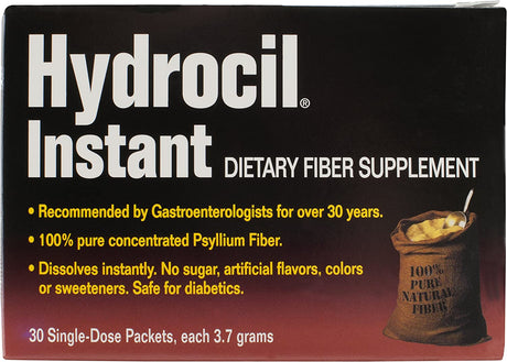 Hydrocil Dietary Fiber Supplement, Psyllium Husk Powder, 30 Single-Dose Packets