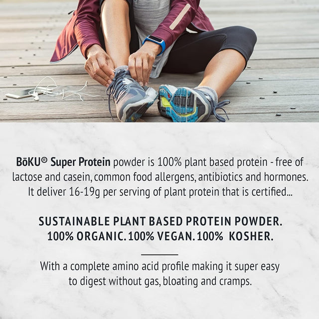 Bōku Organic Super Protein - Vegan Protein Powder 21.2 Oz - Plant Protein Drink with All Essential Amino Acids - Gluten-Free, USDA Certified Organic Protein Mix with Digestive Enzymes - 20 Servings