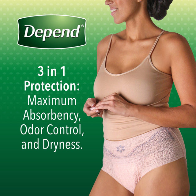 Depend Night Defense Incontinence Underwear for Women, Overnight, Medium, Light Pink, 15 Count -2 Pack