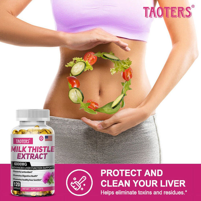 TAOTERS Milk Thistle Extract Capsules, Advanced Liver Support, Powerful Antioxidants, Promote Digestive Health.