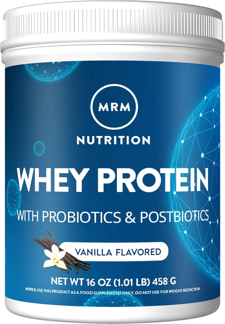 MRM Nutrition Whey Protein | Vanilla Flavored |18G Protein | with 2 Billion Probiotics + Digestive Enzymes + Bcaas | High Absorption + Digestion | Hormone + Antibiotic Free | 17 Servings