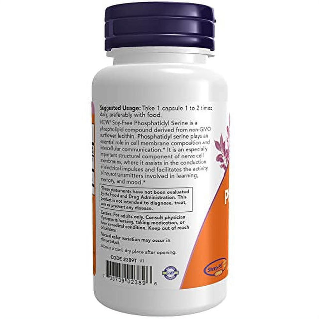NOW Supplements, Soy-Free Phosphatidyl Serine (150Mg), Brain Health*, 60 Veg Capsules