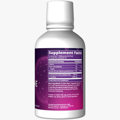 MRM Nutrition Coq-10 L-Carnitine Liquid | Orange-Vanilla Flavored | Energy + Antioxidants | Naturally Derived Coq-10| 32 Servings