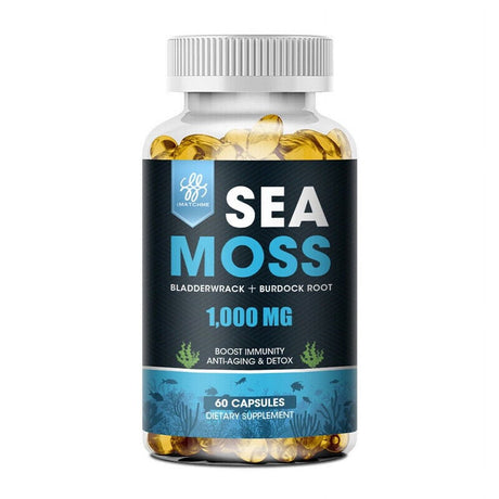 Imatchme 100% Natural Sea Moss Capsules 1000Mg Supplement - Immune System, Gut, Skin & Thyroid Support - 60 Capsules