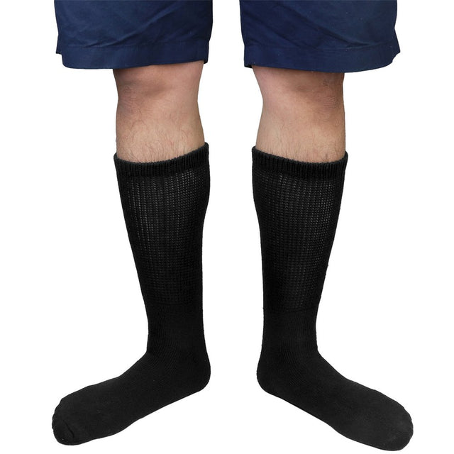 Falari Diabetic Crew Socks Physicians Approved Socks for Men Women Legs Blood Circulatory Problems Diabetes Edema Neuropathy 10-13 Black 12-Pack