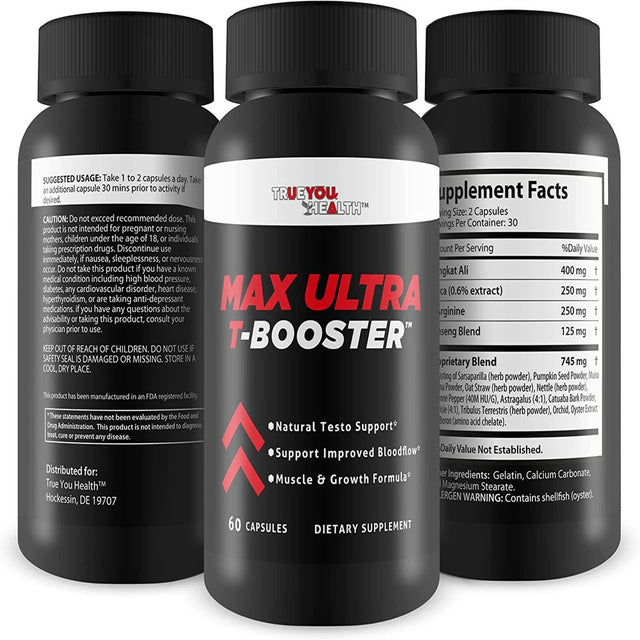 Max Ultra T-Booster - Natural Testosterone Support - Support Improved Blood Flow - Muscle Growth Formula - Muscle Building & Testosterone Support Formula for Recovery - Stamina - Endurance - Growth