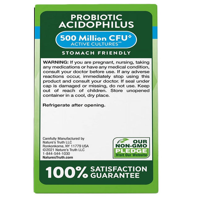 Nature'S Truth Probiotic Acidophilus 500 Million, 100 Ct
