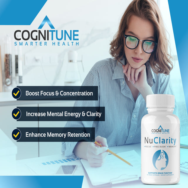 Nuclarity - Nootropic Brain Supplement for Focus & Mental Clarity with Ginkgo Biloba, Phosphatidylserine, Alpha GPC, Bacopa, Rhodiola, Huperzine A