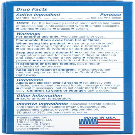 Stopain Extra Strength Pain Relief Roll-On 3 Ounce (2 Count)