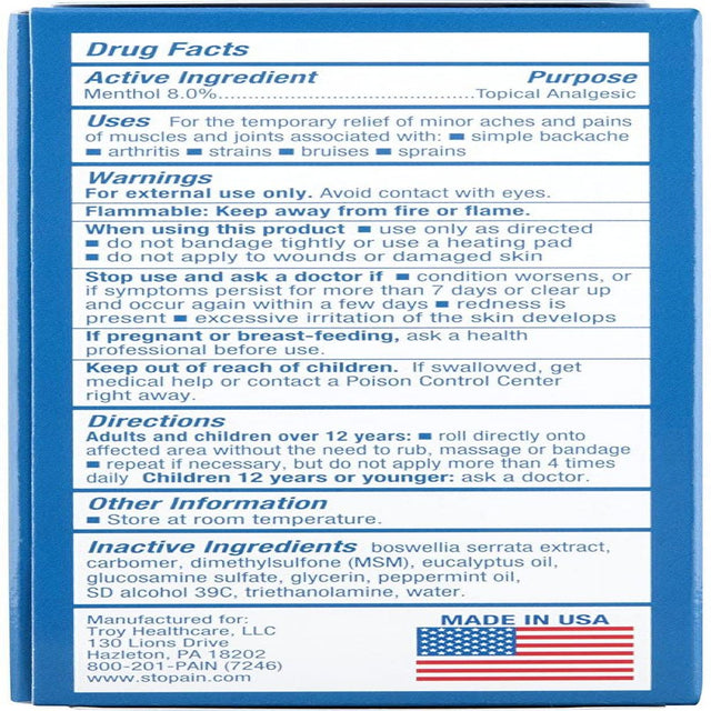 Stopain Extra Strength Pain Relief Roll-On 3 Ounce (2 Count)