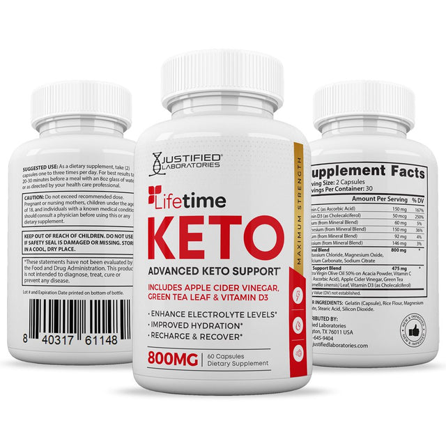 Lifetime ACV Pills 1275Mg Stronger than Gummies Advanced Keto Support 60 Capsules