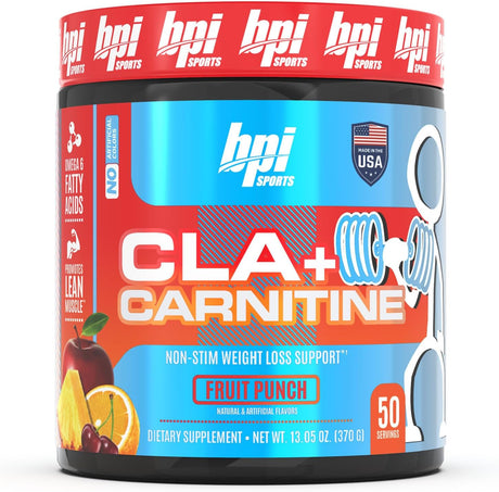 BPI Sports CLA + Carnitine – Conjugated Linoleic Acid – Weight Loss Formula – Metabolism, Performance, Lean Muscle – Caffeine Free – for Men & Women – Fruit Punch – 50 Servings – 12.34 Oz