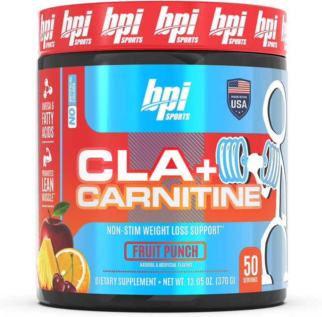 BPI Sports CLA + Carnitine – Conjugated Linoleic Acid – Weight Loss Formula – Metabolism, Performance, Lean Muscle – Caffeine Free – for Men & Women – Fruit Punch – 50 Servings – 12.34 Oz