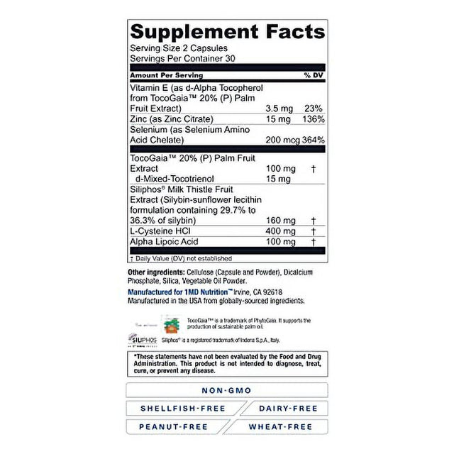 1MD Livermd - Liver Support Supplement | Siliphos Milk Thistle Extract - Highly Bioavailable, for Liver Support | 60 Capsules