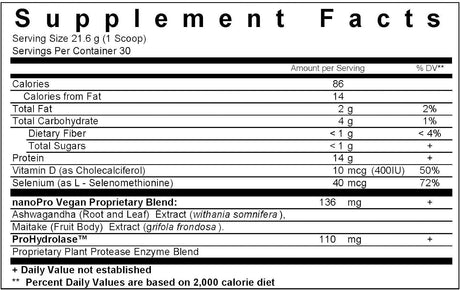 Biopharma Scientific Nanopro Vegan: Vegan Protein Powder for Immune Support & Exercise Recovery with Pea Protein Blend, Ashwagandha and Vegan D3, Vanilla Toffee Flavor, 30 Servings