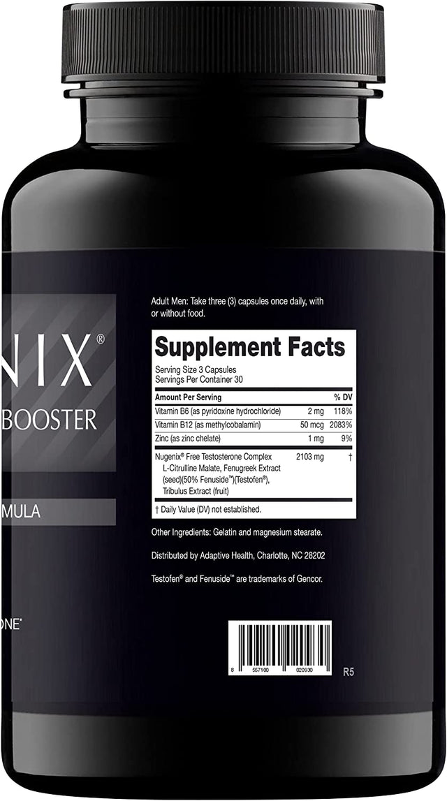Nugenix Free Testosterone Booster Supplement for Men, 90 Count