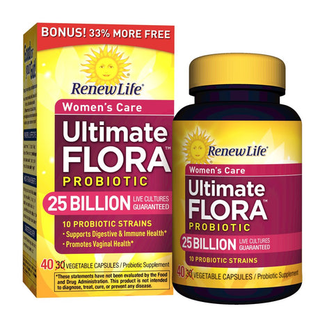 Renew Life - Ultimate Flora Probiotic Women'S Care - 25 Billion - 40 Vegetable Capsules