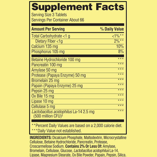 Spring Valley Probiotic Multi-Enzyme Digestive Formula Tablets, 200 Count