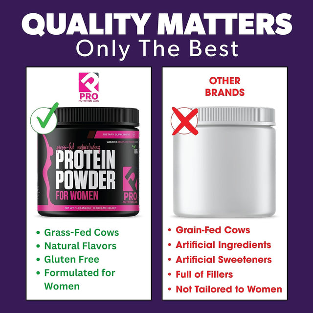 PRO NUTRITION LABS Whey Protein Vanilla Powder for Women - Supports Lean Muscle Mass - Low Carb - Gluten Free - Grass Fed and Rbgh Hormone Free Vanilla Whey (Creamy Vanilla, 1 Lb)
