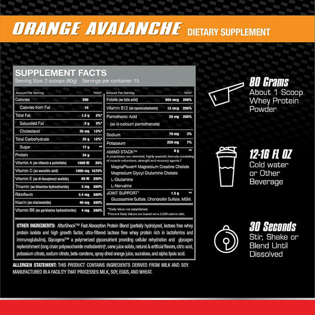 Myogenix Aftershock Post Workout, Muscle Growth Whey Protein Powder | Anabolic Whey Protein and Mass Building Carbohydrates | Amino Stack Creatine and Glutamine plus Bcaas | Fruit Punch 3 LBS