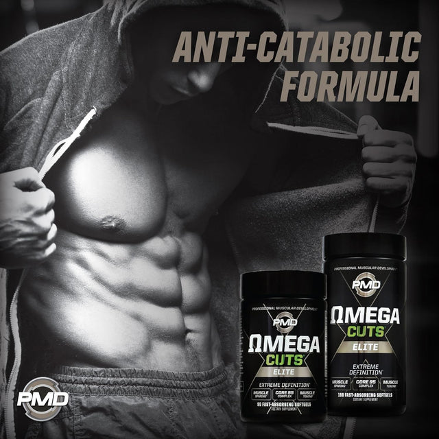 PMD Sports Omega Cuts Elite Fat Loss-Muscle Defining Formula - Omega Fatty Acids, Mct'S and CLA for Muscle Definition and Maintenance - Keto Friendly for Women and Men - Stimulant Free (90 Softgels)