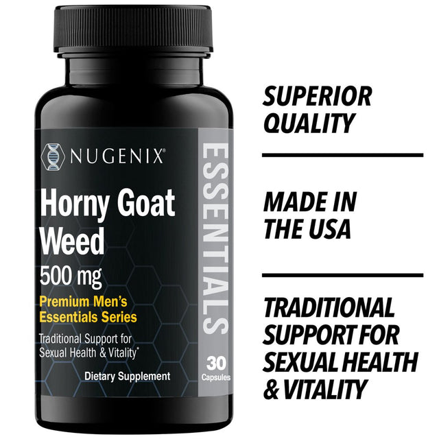 Nugenix Essentials Horny Goat Weed Men'S Performance Supplement, 500 Mg, 30 Count