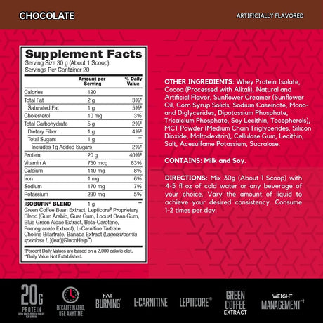 BSN ISOBURN, Lean Whey Protein Powder, Fat Burner for Weight Loss with L-Carnitine - Chocolate Milkshake, (20 Servings), 1.32 Pound (Pack of 1)