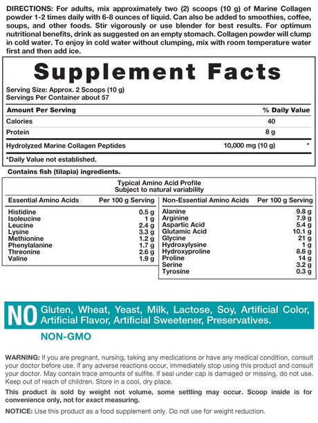 Marine Collagen Peptides Powder 20 Oz | Unflavored | by Horbaach