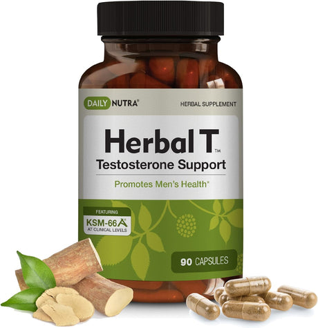 Dailynutra Herbal T Natural Male Supplement for Endurance, Vitality, and Healthy Aging - W/Ksm-66 Ashwagandha, Tongkat Ali, Tribulus, Eleuthero Siberian Ginseng, and Horny Goat Weed (1-Bottle)