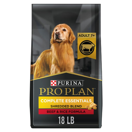 Purina Pro Plan Adult Dry Dog Food Complete Essentials High Protein, Shredded Beef & Rice, 18 Lb Bag