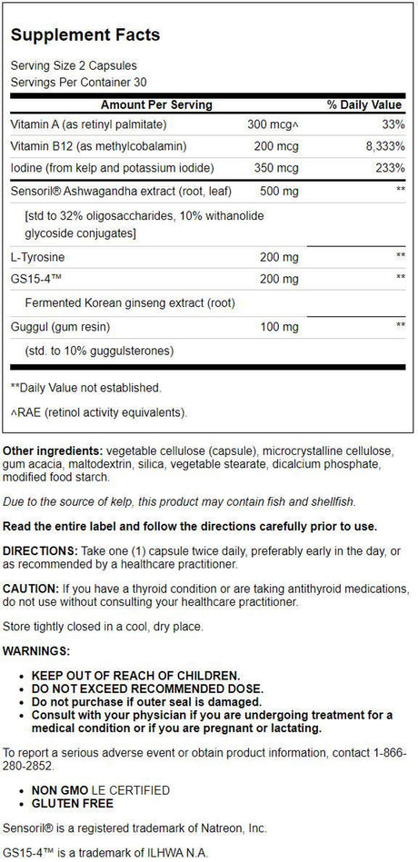Life Extension Triple Action Thyroid - Comprehensive Thyroid Support with Ashwagandha Benefits - Gluten-Free, Non-Gmo - 60 Capsules