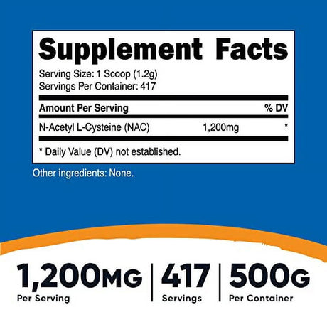 Nutricost N-Acetyl Cysteine (NAC) Powder 500 Grams - Vegan NAC, Non-Gmo, Gluten Free