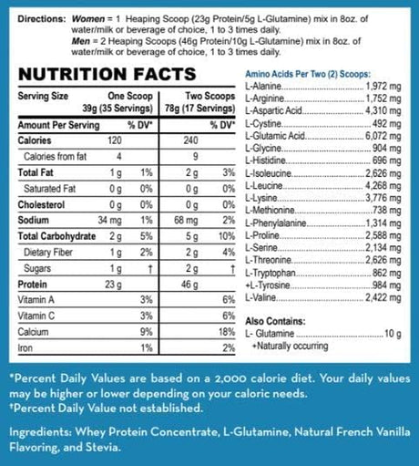 Lifesource Vitamins 3 Lb Grass Fed Whey Protein Concentrate - Creamy French Vanilla W/Stevia - Free Priority Shipping