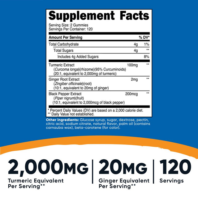 Nutricost Turmeric Gummies (240 Gummies) Supplement, 120 Servings
