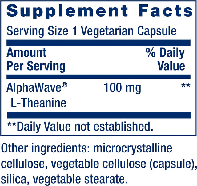 Life Extension L-Theanine, 100 Mg, 60 Vegetarian Capsules — Supports a Calming & Mood Enhancing Effect, Amino Acid Derived from Tea - Gluten-Free, Non-Gmo