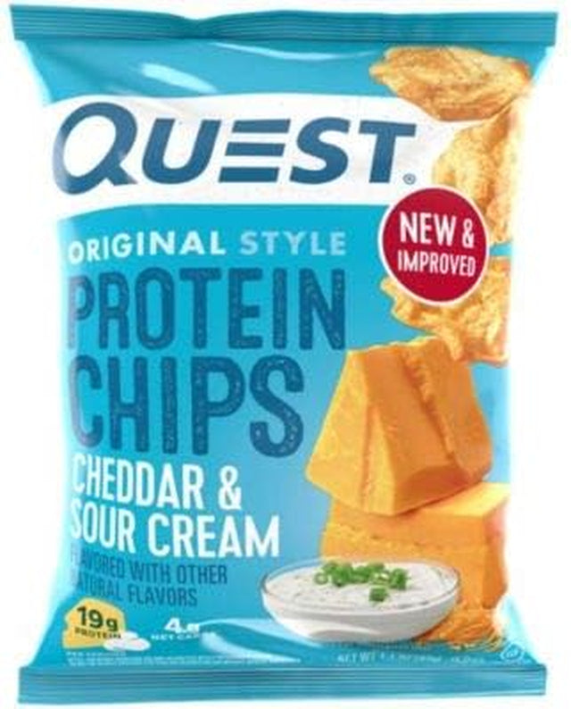 Quest Nutrition Cheddar & Sour Cream Protein Chips, Low Carb, Gluten Free, Potato Free, Baked, Pack of 8