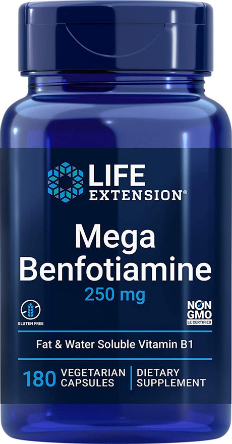 Life Extension Mega Benfotiamine, 250 Mg, 180 Vegetarian Capsules