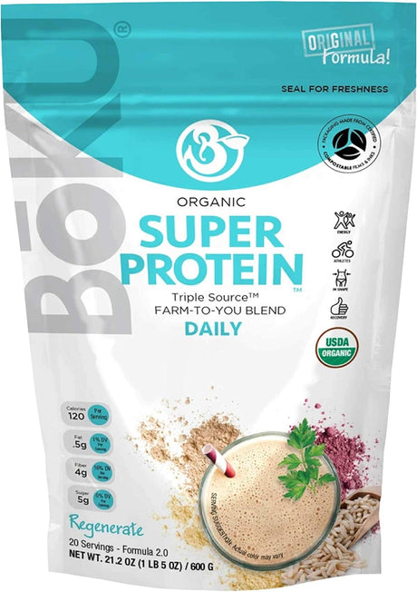 Bōku Organic Super Protein - Vegan Protein Powder 21.2 Oz - Plant Protein Drink with All Essential Amino Acids - Gluten-Free, USDA Certified Organic Protein Mix with Digestive Enzymes - 20 Servings
