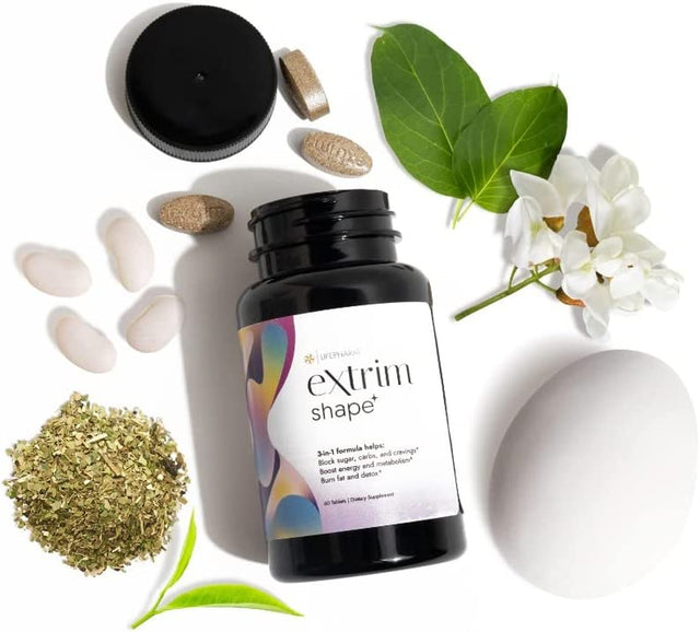 Lifepharm Extrim Shape - Weight Loss Supplement for Women and Men - Effective Weight Management, Boost Metabolism & Energy Levels While Blocking Sugars & Carbs & Burning Excess Fat - 60 Tablets