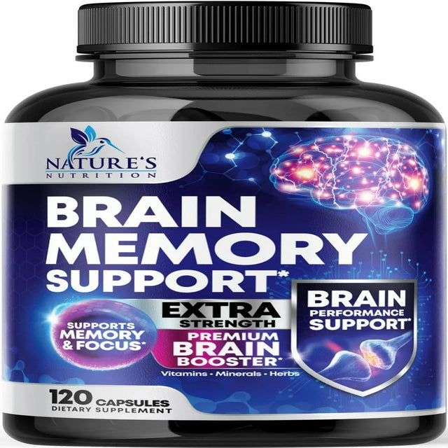 Nootropic Brain Supplement for Memory, Focus & Concentration + Cognitive Support, Brain Booster Supplement with Phosphatidylserine, DMAE Bacopa, Brain Vitamins for Men & Women, Non-Gmo - 60 Capsules