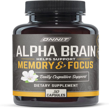 Onnit Alpha Brain Premium Nootropic Brain Supplement, 30 Count, for Men & Women - Caffeine-Free Focus Capsules for Concentration, Brain & Memory Support - Brain Booster Cat'S Claw, Bacopa, Oat Straw