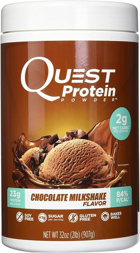 Quest Nutrition Chocolate Milkshake Protein Powder, High Protein, Low Carb, Gluten Free, Soy Free, 2 Pound