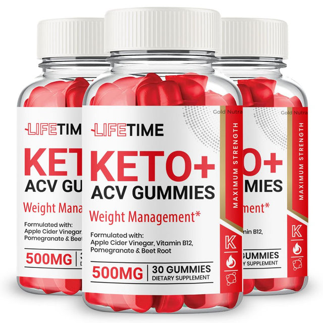 Lifetime ACV Gummies, Lifetime Keto ACV Gummies Lifetime Gummies Weight Loss Supplement, Powerful Formula, Belly Fat Maximum Strength (3 Pack)
