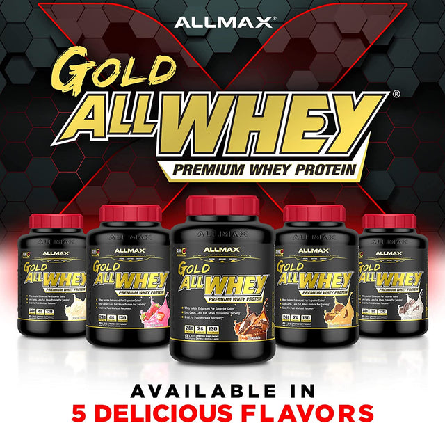 ALLMAX Gold ALLWHEY, Chocolate - 5 Lb - 24 Grams of Protein per Scoop - Gluten Free, Low Carb & Low Sugar - Approx. 71 Servings